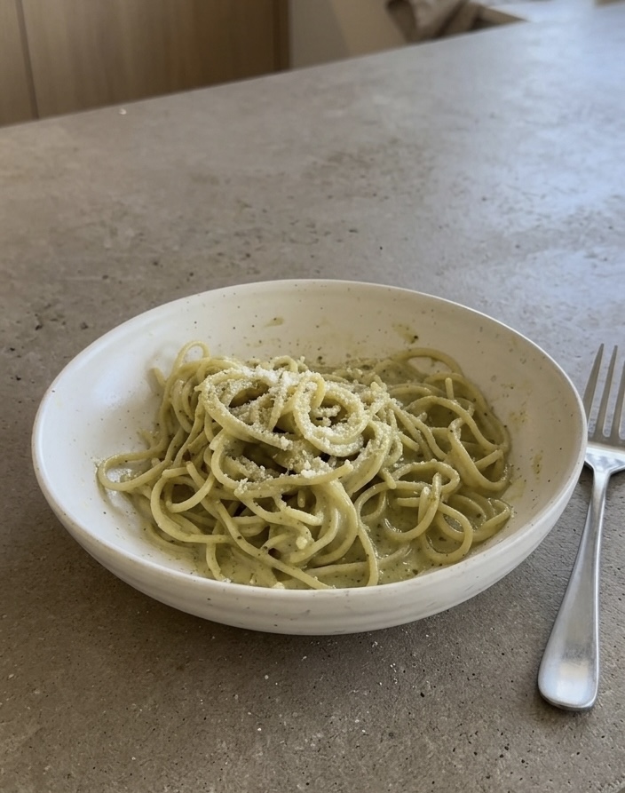 Guilt-Free Pesto Spaghetti